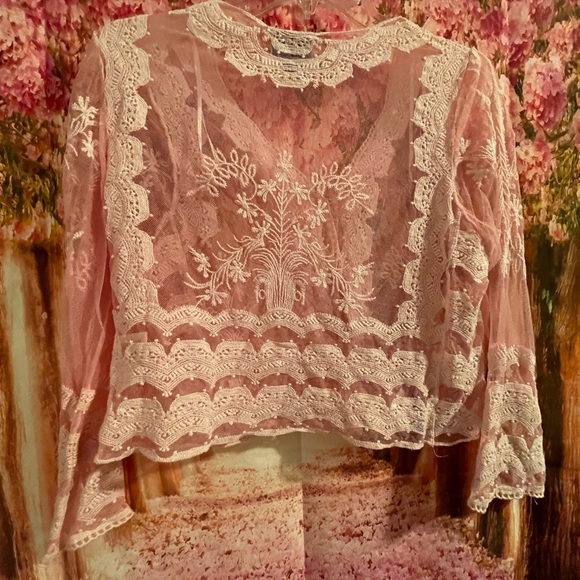 Rabbit Rabbit Rabbit Small pink lace sweater - Picture 4 of 4